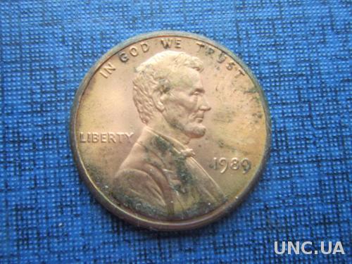 Монета 1 цент США 1989
