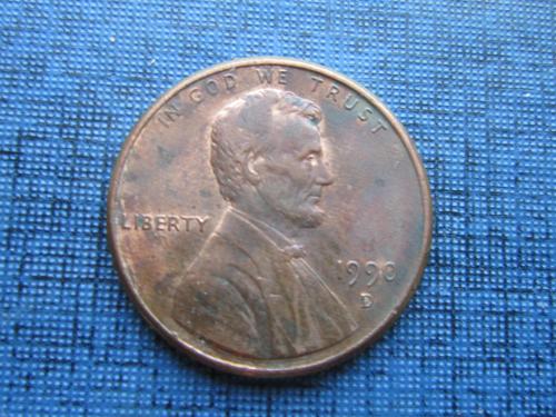 Монета 1 цент США 1990 D