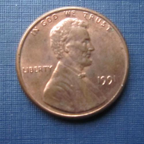 Монета 1 цент США 1991 