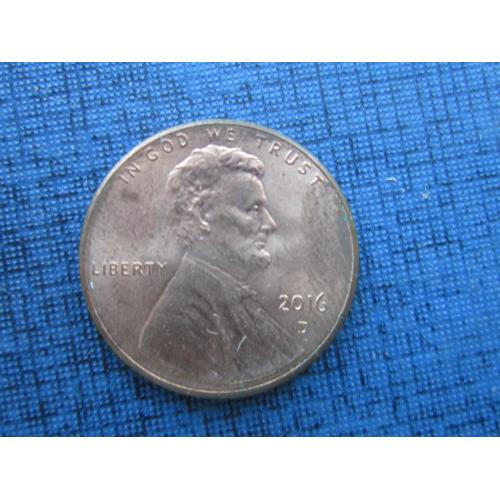 Монета 1 цент США 2016 D Щит