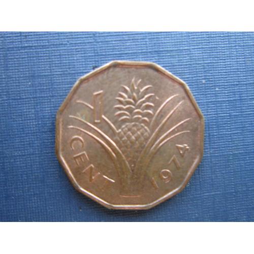 Монета 1 цент Свазиленд 1974 ананас