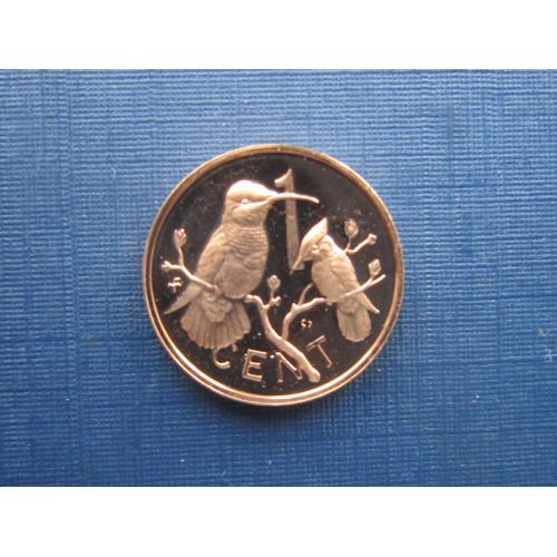 Монета 1 цент Виргинские острова Британские 1974 фауна птицы пруф UNC