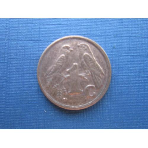 Монета 1 цент ЮАР 1996 фауна птица