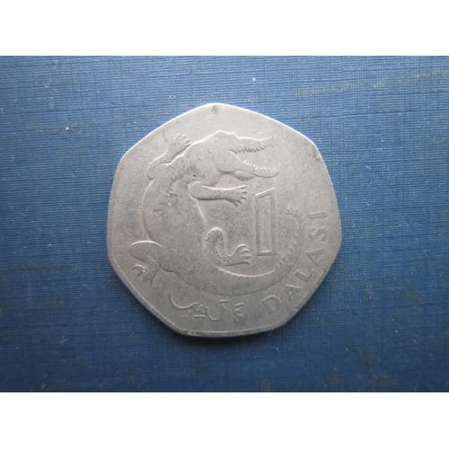 Монета 1 даласі Гамбія 1987 фауна крокодил як є