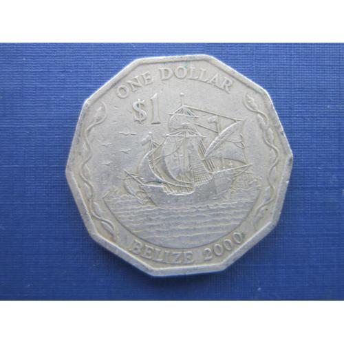 Монета 1 доллар Белиз Британский 2000 корабль парусник