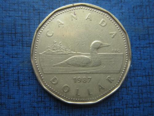Монета 1 доллар Канада 1987 фауна птица гусь