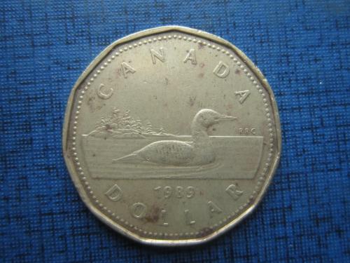 Монета 1 доллар Канада 1989 фауна птица гусь
