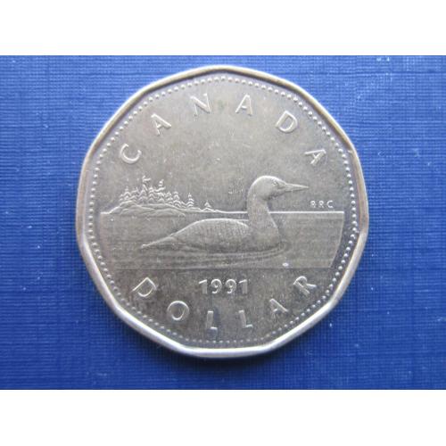 Монета 1 доллар Канада 1991