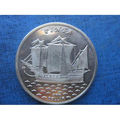Монета 1 доллар Острова Гилберта Кирибати 2014 корабль парусник Пинта Колумб