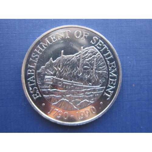 Монета 1 доллар Питкерн Британский 1990 корабль 200 лет первого поселения