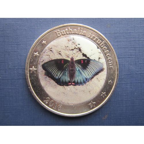 Монета 1 доллар Западная Нуса-Тенггара (Индонезия) 2016 фауна бабочка цветная №7