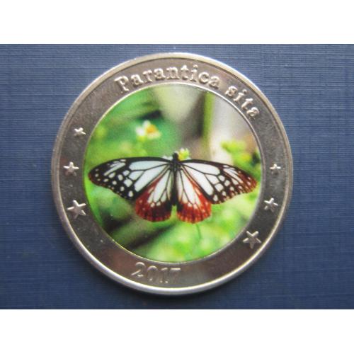 Монета 1 доллар Западная Нуса-Тенггара (Индонезия) 2017 фауна бабочка цветная №1