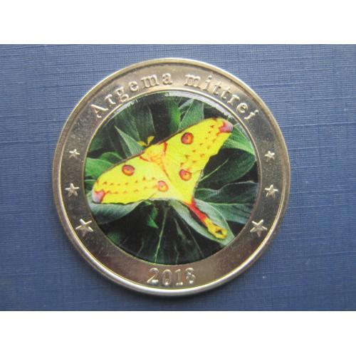 Монета 1 доллар Западная Нуса-Тенггара (Индонезия) 2018 фауна бабочка цветная №5