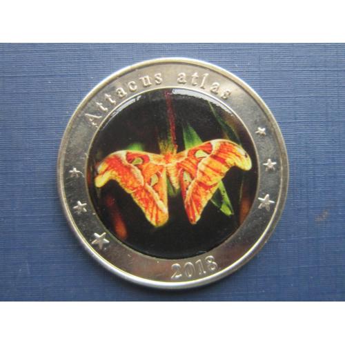 Монета 1 доллар Западная Нуса-Тенггара (Индонезия) 2018 фауна бабочка цветная №8