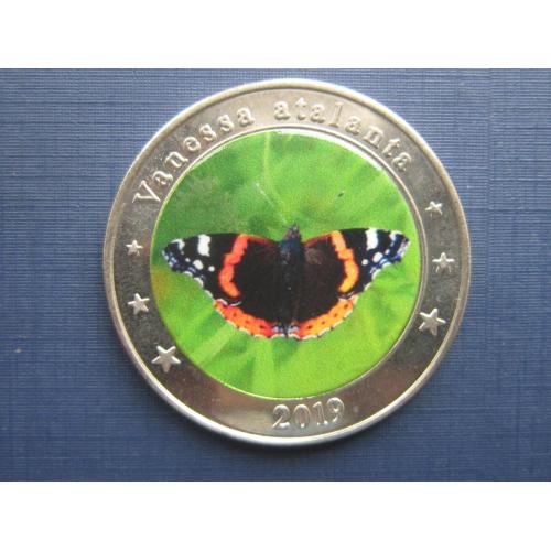 Монета 1 доллар Западная Нуса-Тенггара (Индонезия) 2019 фауна бабочка цветная №6