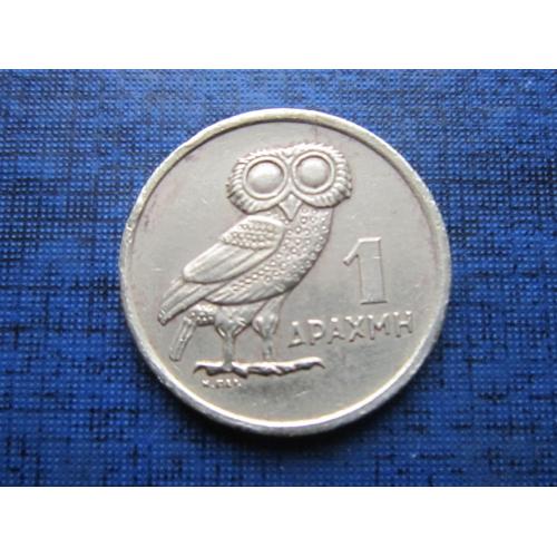 монета 1 драхма Греция 1973 республика фауна сова птица феникс