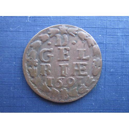 Монета 1 дуит Нидерланды 1691 Провинция Гелдерланд Голландская республика редкая