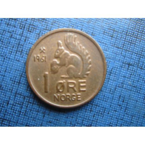 Монета 1 эре Норвегия 1961 фауна белка