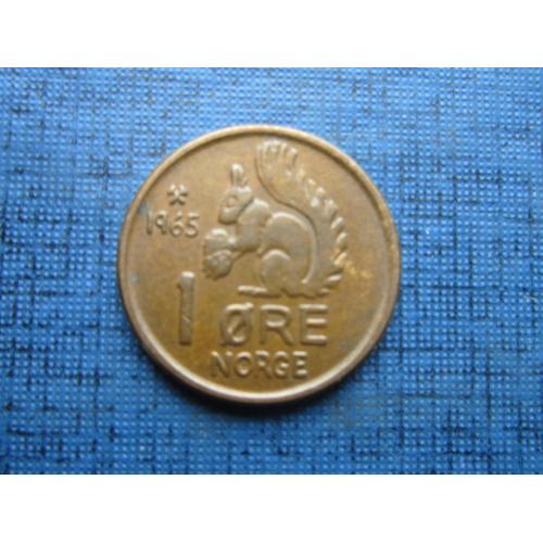 Монета 1 эре Норвегия 1965 фауна белка