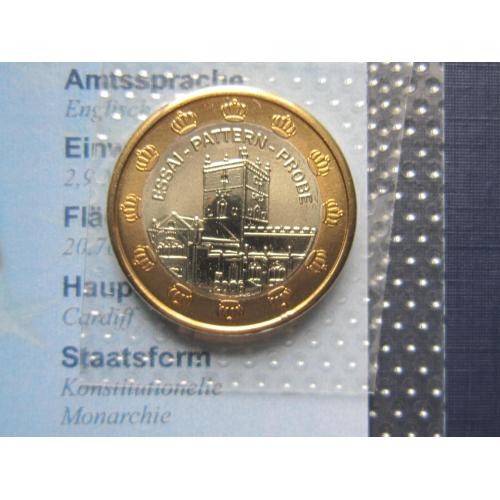Монета 1 евро Уэльс Великобритания 2006 Проба Европроба Королевский замок UNC запайка