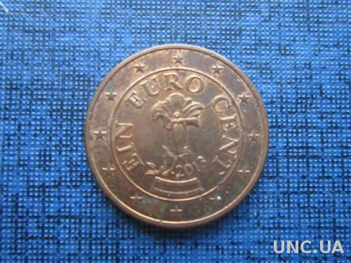 монета 1 евроцент Австрия 2013
