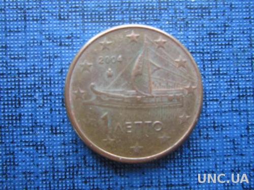 монета 1 евроцент Греция 2004 корабль парусник
