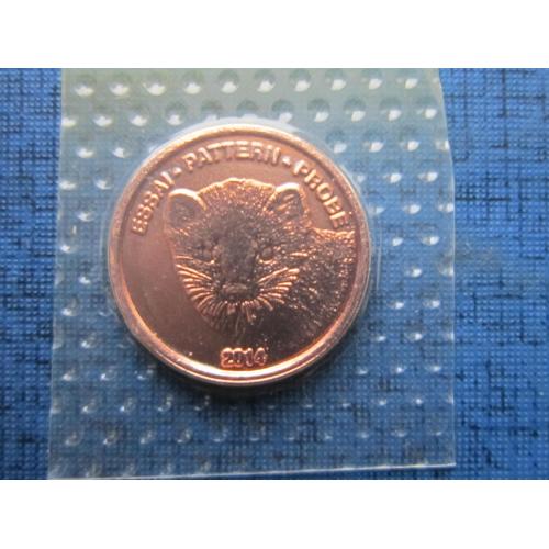 Монета 1 евроцент (серос) Андорра 2014 Проба Европроба фауна куница ласка UNC запайка