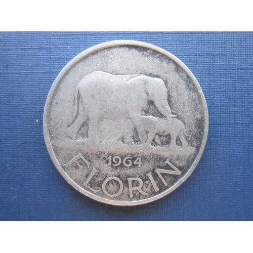 Монета 1 флорин 2 шиллинга Малави 1964 фауна слон
