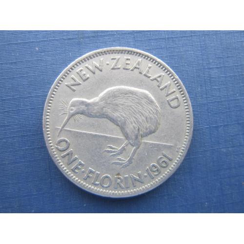 Монета 1 флорин (2 шиллинга) Новая Зеландия 1961 Елизавета II фауна птица киви