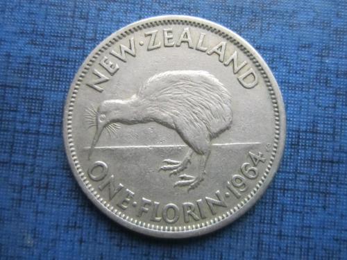 Монета 1 флорин 2 шиллинга Новая Зеландия 1964 фауна птица