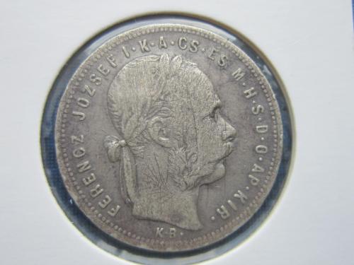 Монета 1 форинт Австро-Венгрия 1881 для Венгрии серебро