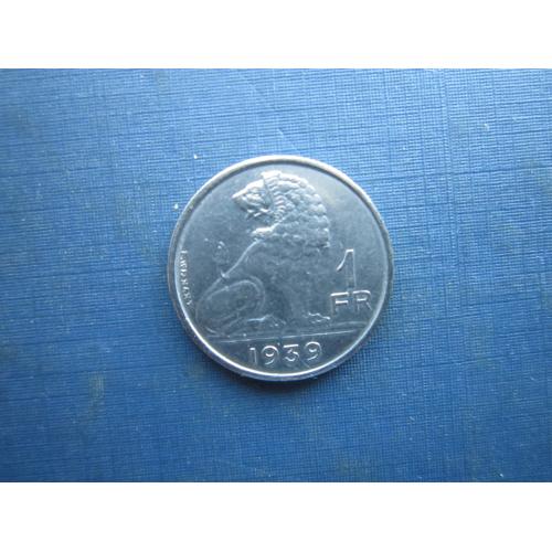 Монета 1 франк Бельгія 1939 Belgie-Belgique фауна лев