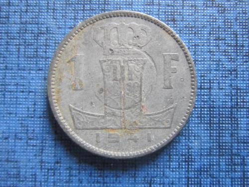 Монета 1 франк Бельгия 1941 цинк оккупация