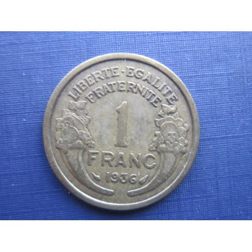 Монета 1 франк Франция 1936