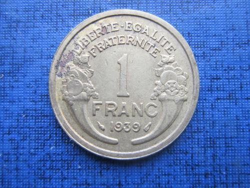 Монета 1 франк Франция 1939
