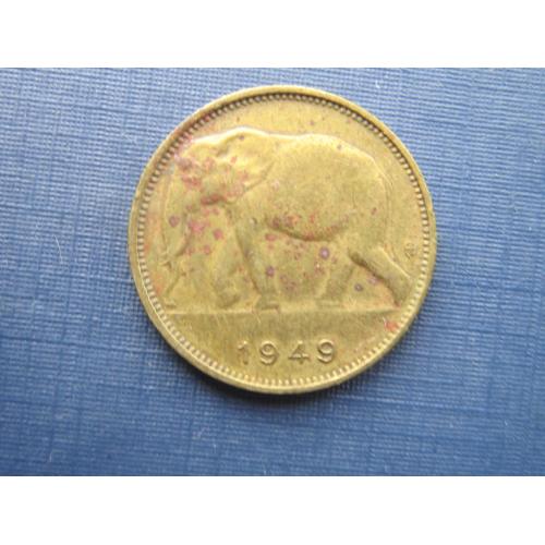 Монета 1 франк Конго Бельгийское 1949 фауна слон нечастая