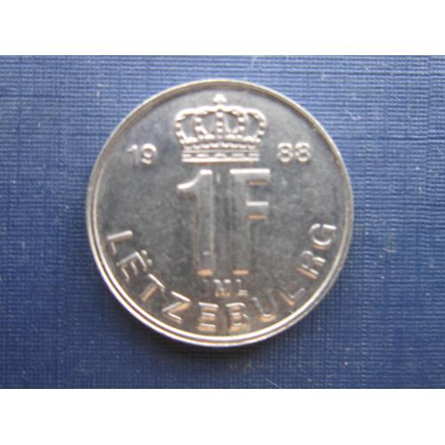 Монета 1 франк Люксембург 1988