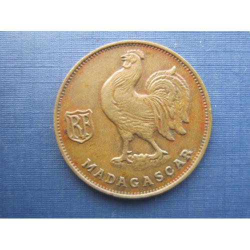 Монета 1 франк Мадагаскар Французский 1943 фауна петух состояние редкая