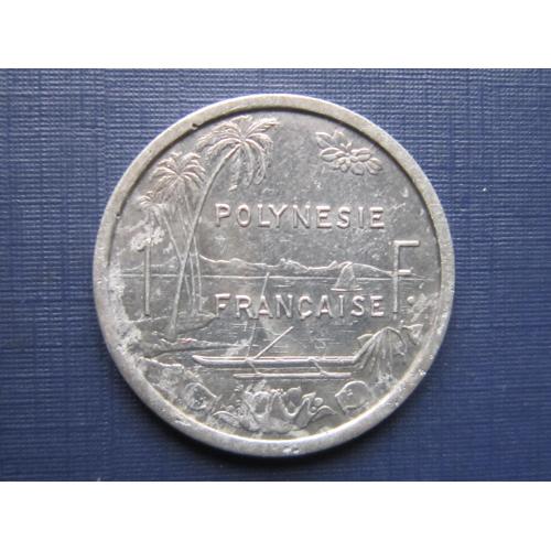 Монета 1 франк Полинезия Французская 1984 корабль лодка