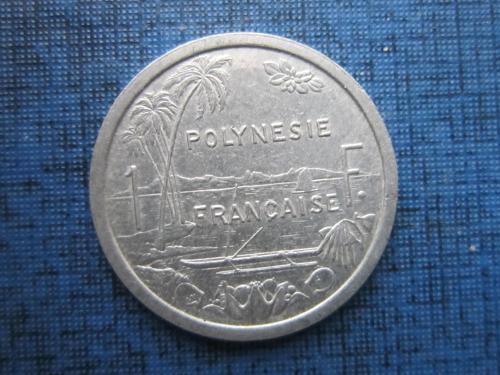Монета 1 франк Полинезия Французская 1999 корабль лодка