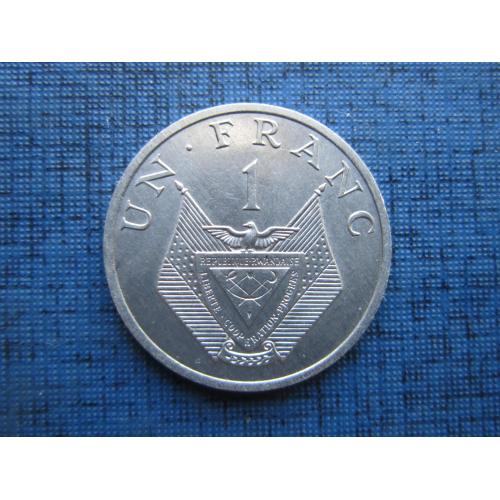Монета 1 франк Руанда 1985 рис состояние