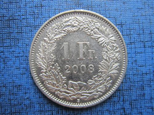 Монета 1 франк Швейцария 2008