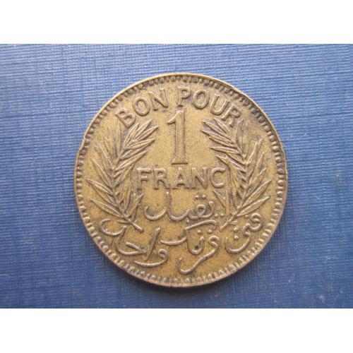 Монета 1 франк Тунис 1941