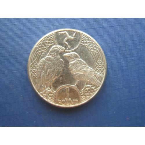 Монета 1 фунт Остров Мэн Великобритания 2020 фауна птица сокол