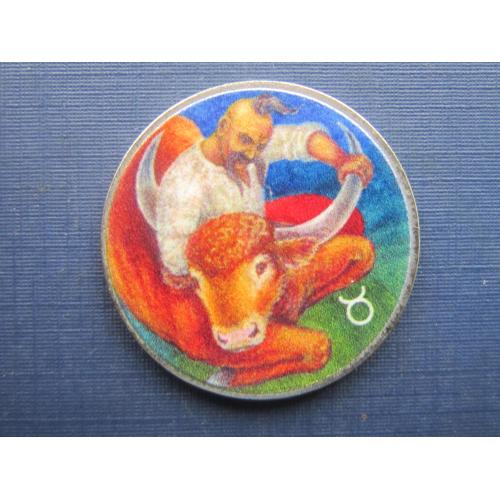 Монета 1 гривна Украина Знаки зодиака телец цветная сувенир