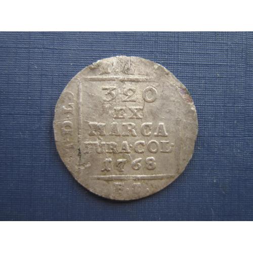 Монета 1 грош Польша 1768 серебро очень редкий как есть