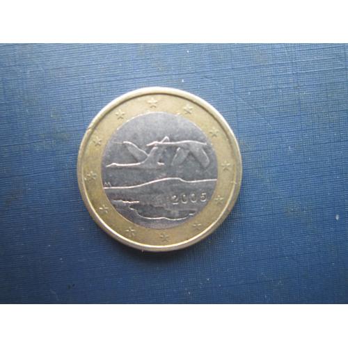 Монета 1 євро Фінляндія 2005 фауна гуси крокодил у другому нулі дати заводський брак