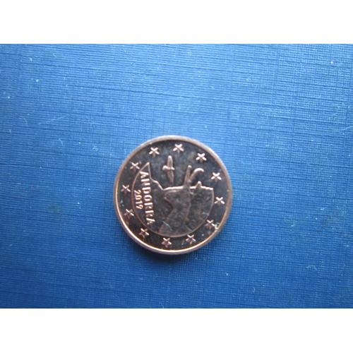 Монета 1 євроцент Андорра 2019 фауна косуля птах