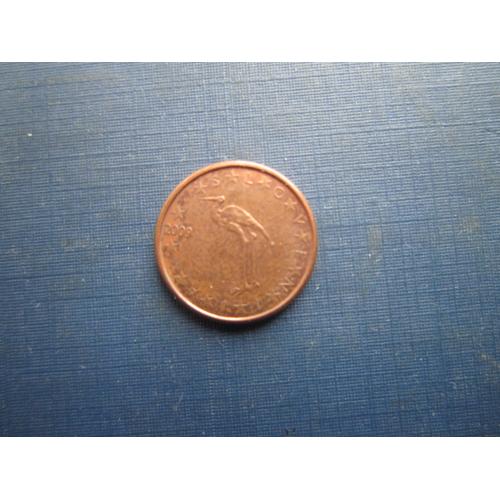 Монета 1 євроцент Словенія 2009 фауна птах чапля