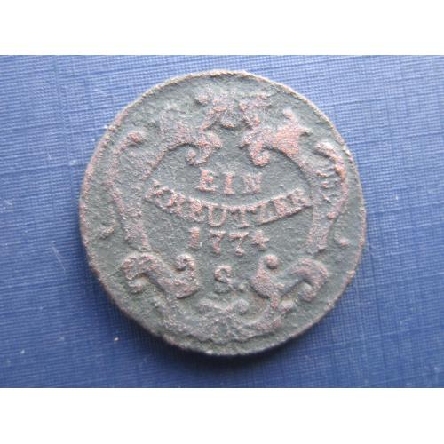 Монета 1 крейцер Австрия 1774 S